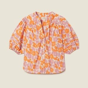 Trovata Birds of Paradise  Loren Blouse In Poppy Dawn Top Floral M